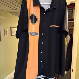 Amazon Black and Yellow/Gold Guitar Design Men's Shirt